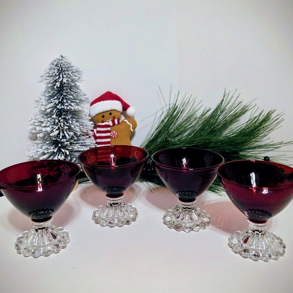 Anchor Hocking Ruby Red Boopie 4 piece Glass Set